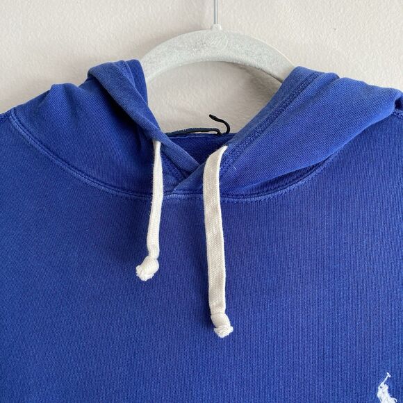 Polo Ralph Lauren Mens Hoodie Size Medium Pullover Blue White Logo Preppy Casual - Picture 2 of 10